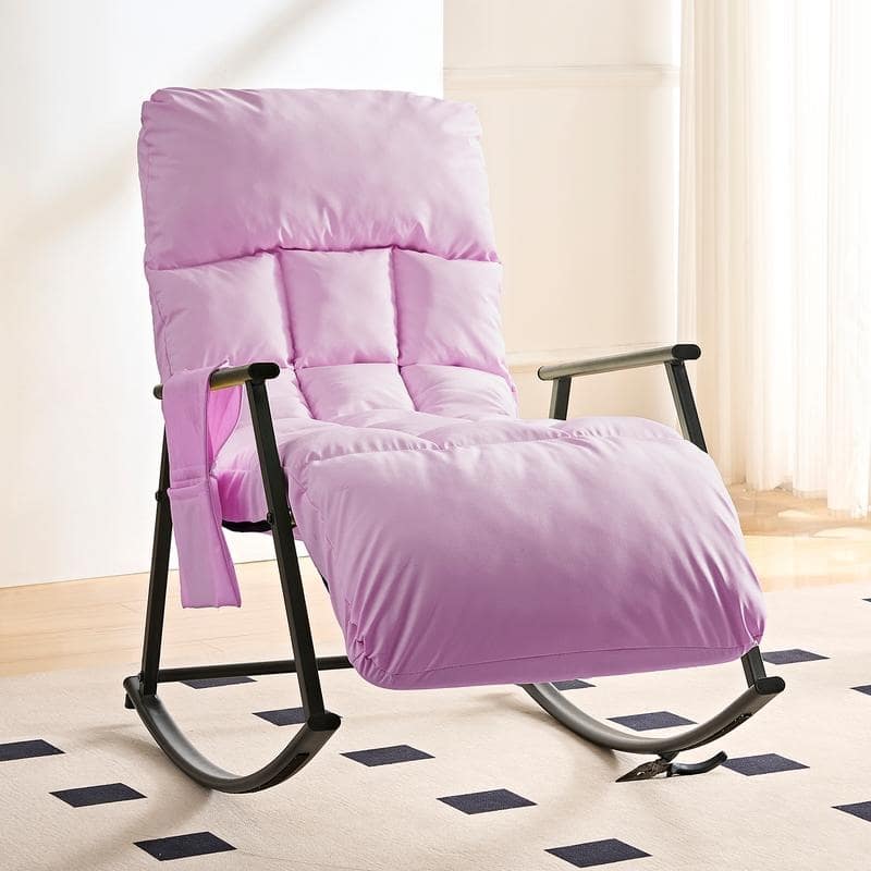 Mixoy Modern Adjustable Rocking Chair,Lounge Nursery with Iron Frame with Storage Pocket