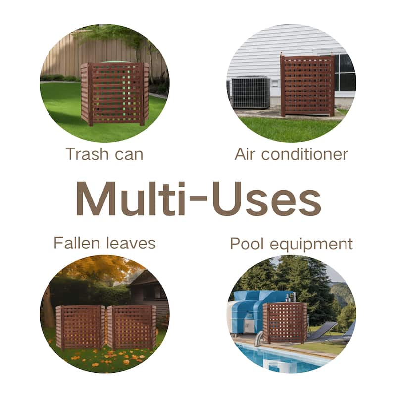 3-Panel Outdoor Air Conditioner Fence Screen, Outside Wood Privacy Fence, 32" W x 38" H