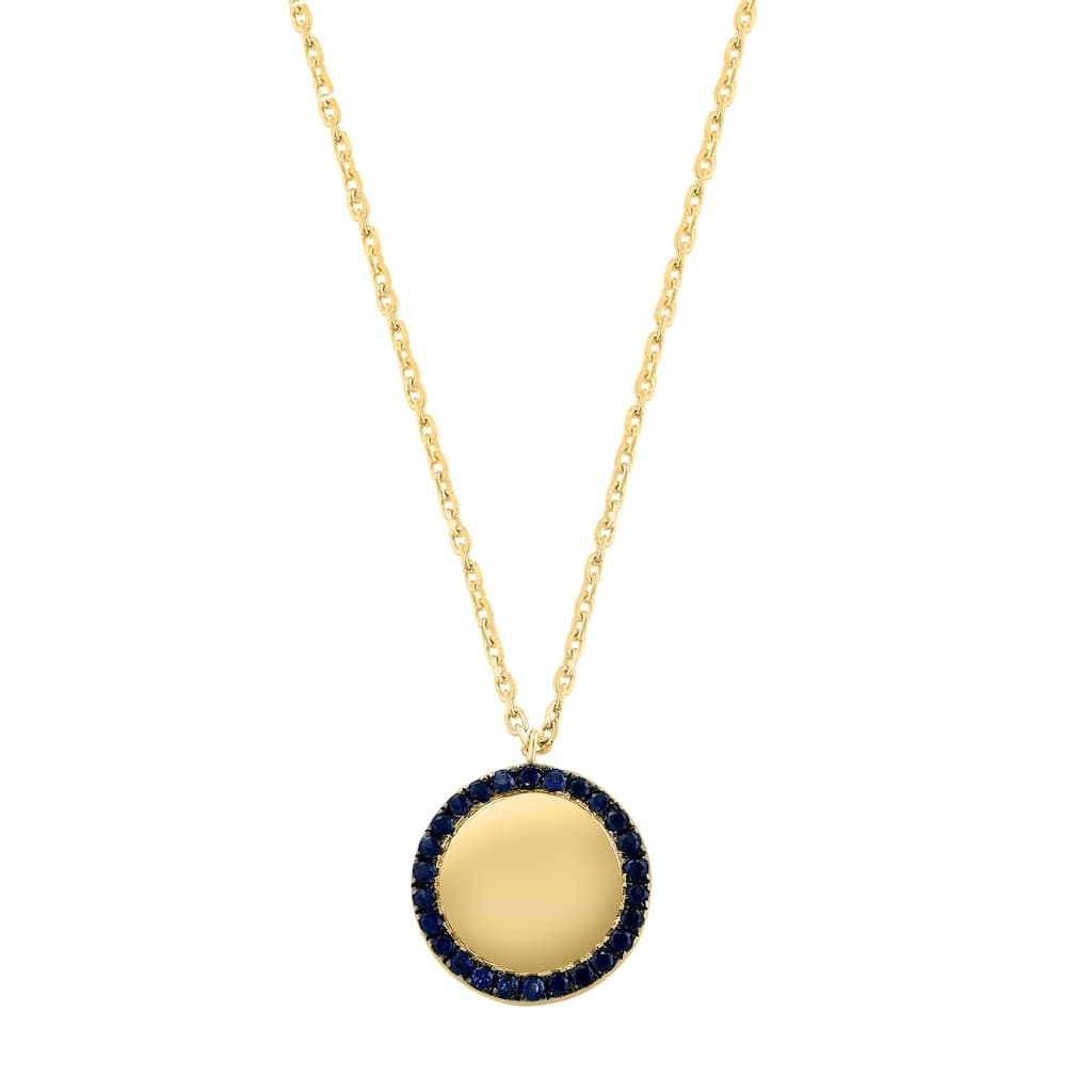 EFFY Gold over Silver Natural Sapphire Circle Pendant Necklace