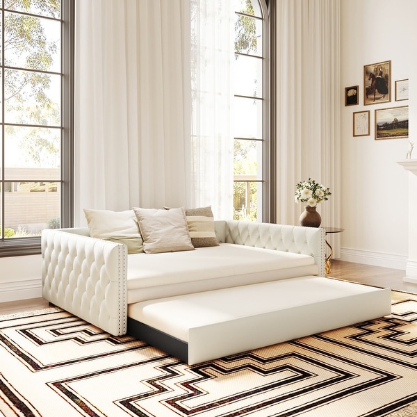 White tufted daybed with trundle hotsell