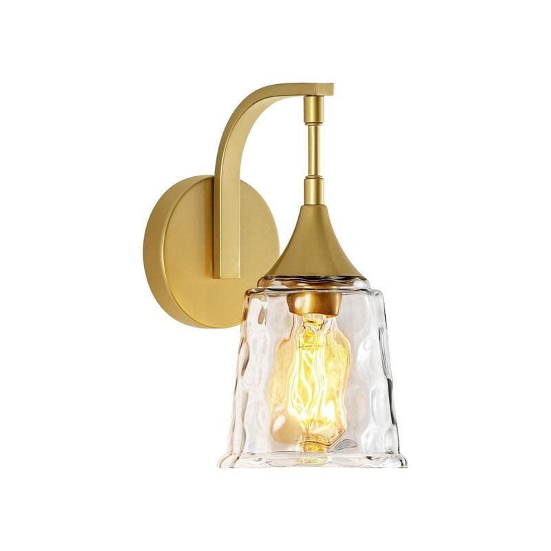 1 Light bulb light gold light fixture glass, metal wall light