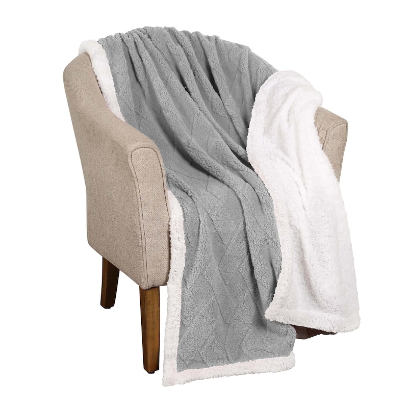 Superior Nuuk Jacquard Lattice Fluffy Sherpa Fleece Blanket
