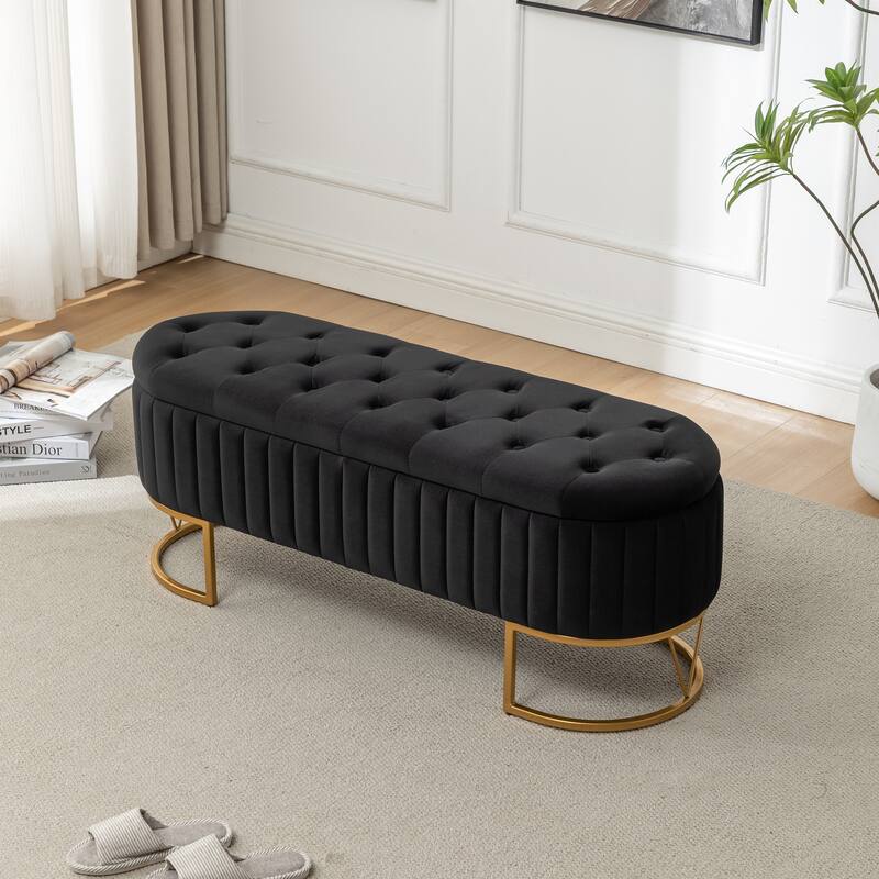 Velvet Storage Bench for Bedroom