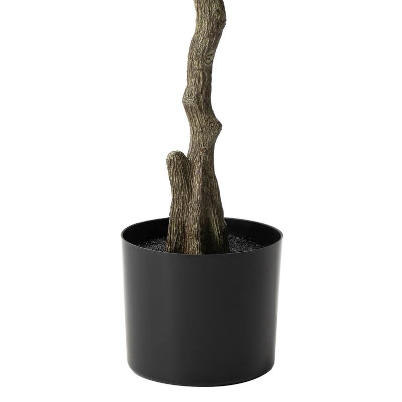 Glitzhome 3ft-6ft Set of 2 Artificial Olive Trees/ Bamboo/ Ficus with Ceramic Planters Real Touch