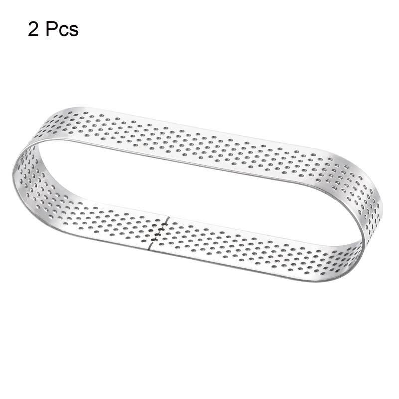 2pcs Oval Cake Rings, 4.5" x 1.4" Stainless Steel Oval Cake Mousse Ring, Silver