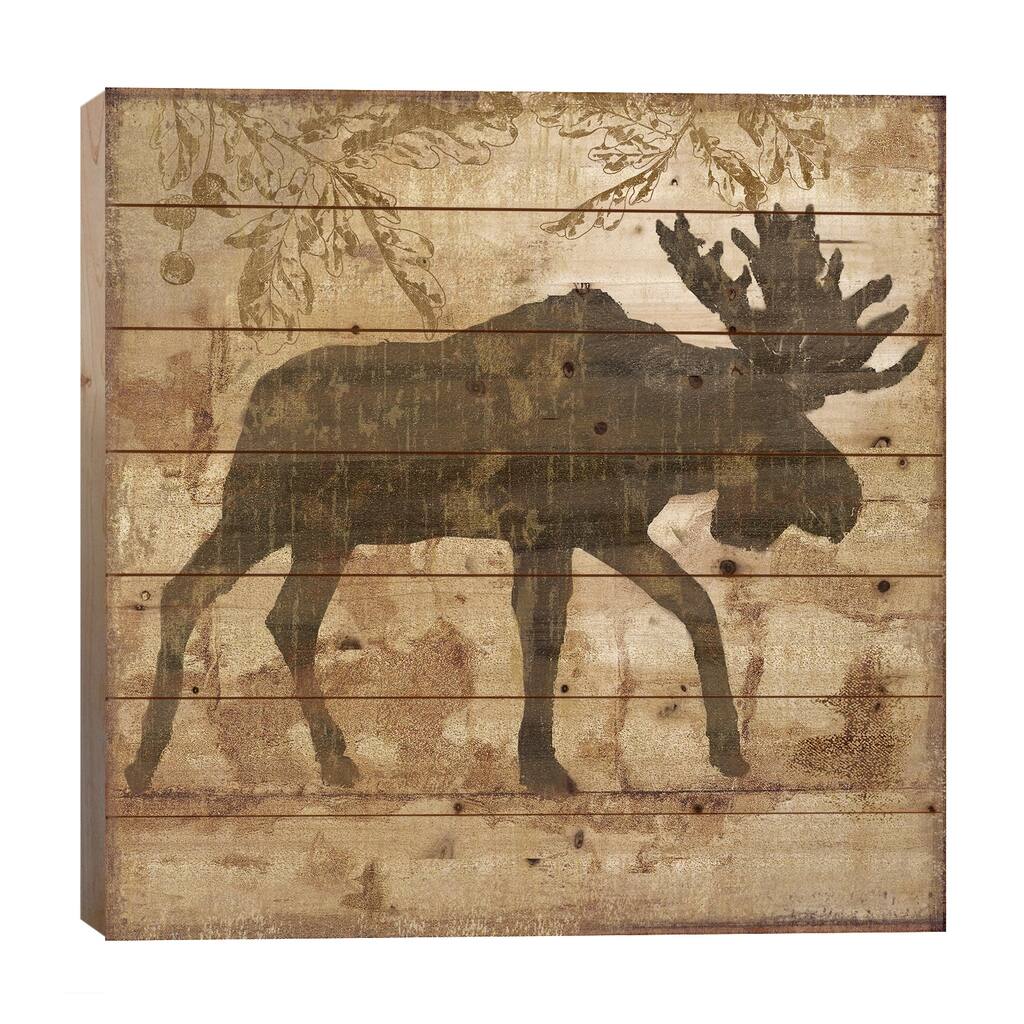 Country Moose Print On Wood by Nan - Multi-Color