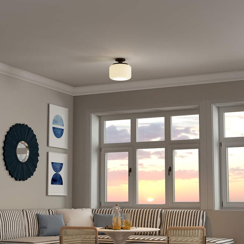Tatum 11" Wide Semi Flush Mount with Glass Shade