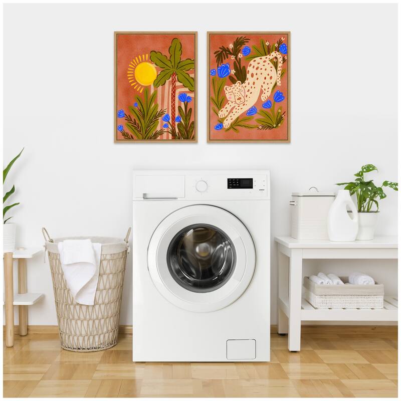 Kate and Laurel Sylvie Leopard inn Moroccan Forest Framed Canvas Art Set by Nikita Jariwala