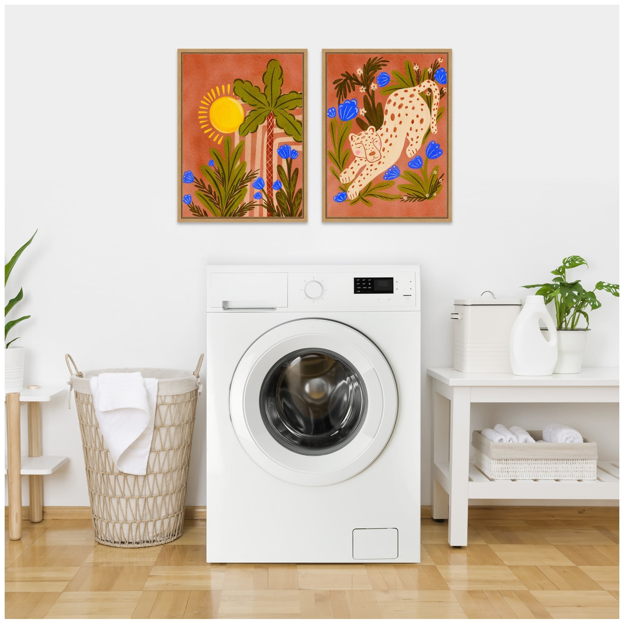 Kate and Laurel Sylvie Leopard inn Moroccan Forest Framed Canvas Art Set by Nikita Jariwala
