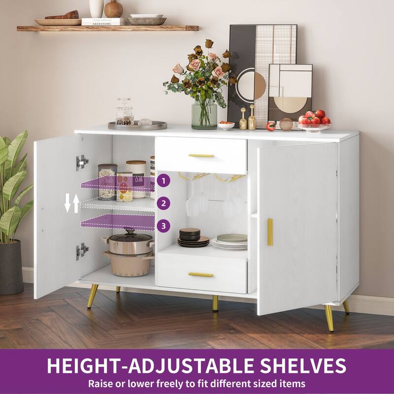 Moasis Wood Storage Sideboard Buffet Storage with 2-Drawers & 2-Doors