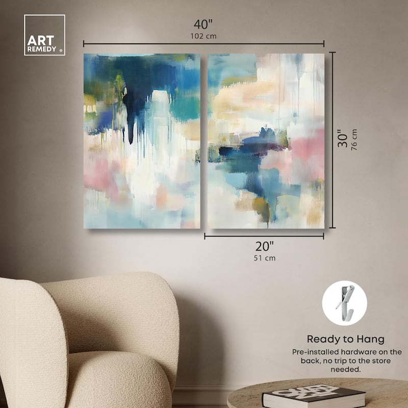 Pale Periwinkle II Canvas Set of 2 by Art Remedy, Gallery Wrapped