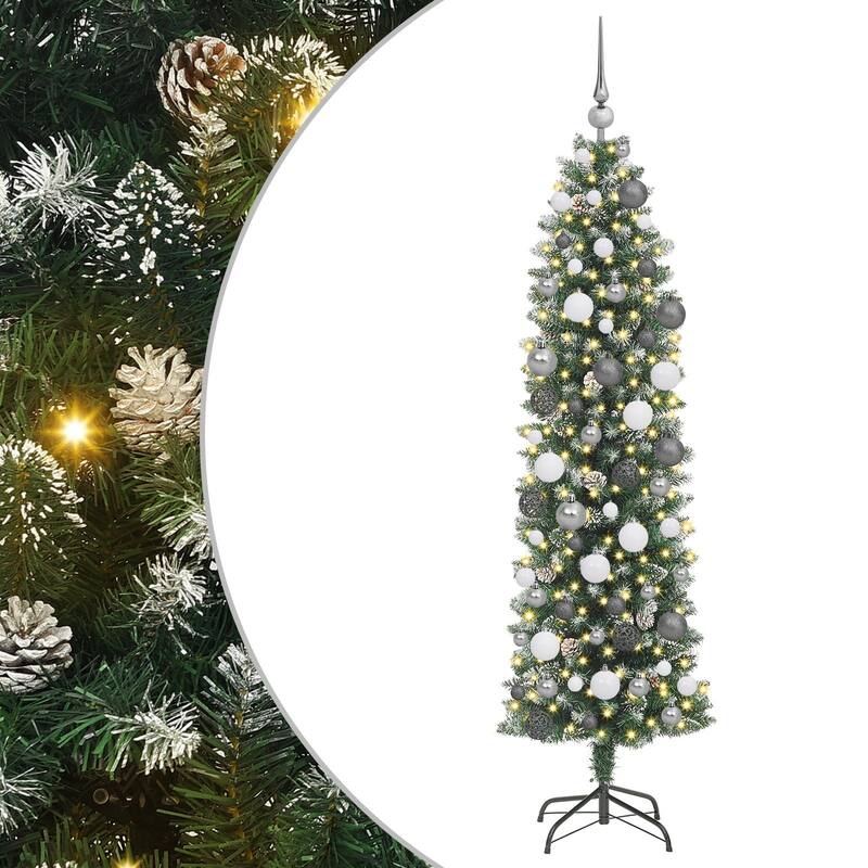 vidaXL Christmas Tree Party Decoration Artificial Slim Tree with Stand PVC