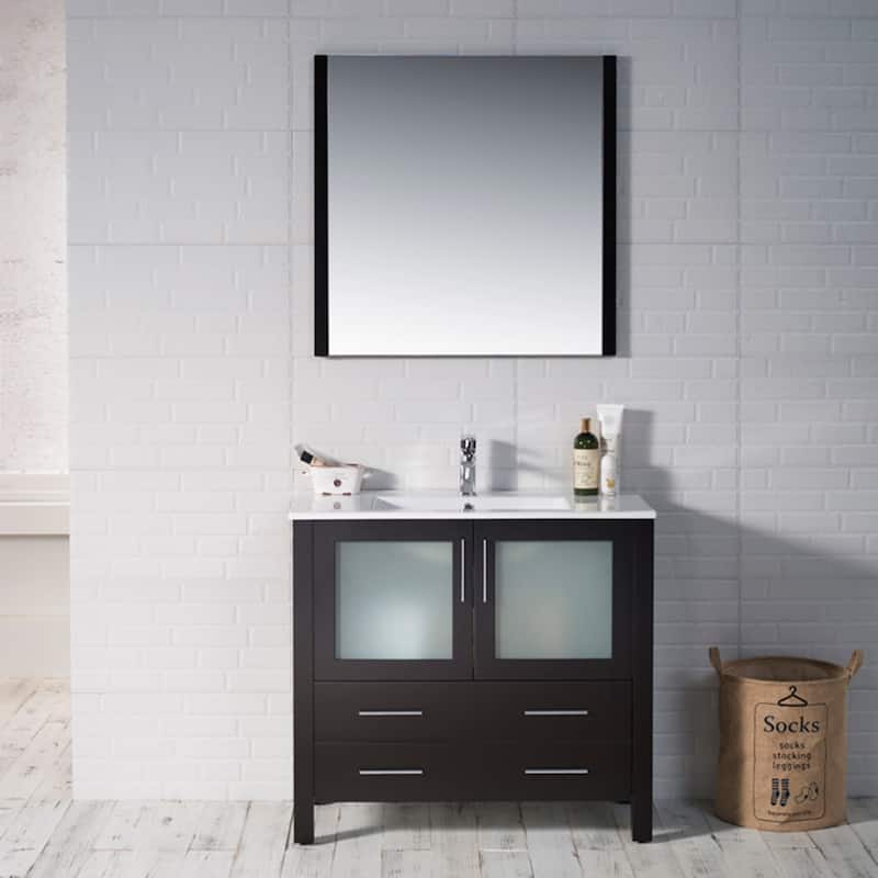 Blossom Solid Wood Double Bathroom Vanity w/ Ceramic Sink & Base