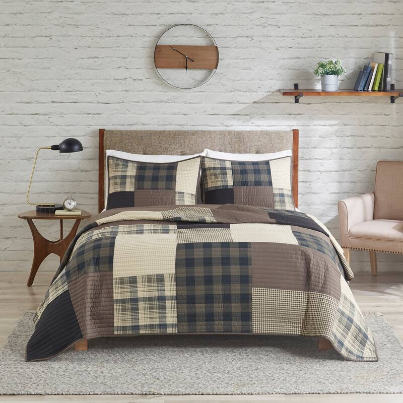Woolrich Winter Hills Tan Oversized Cotton Quilt Set - Tan - Queen