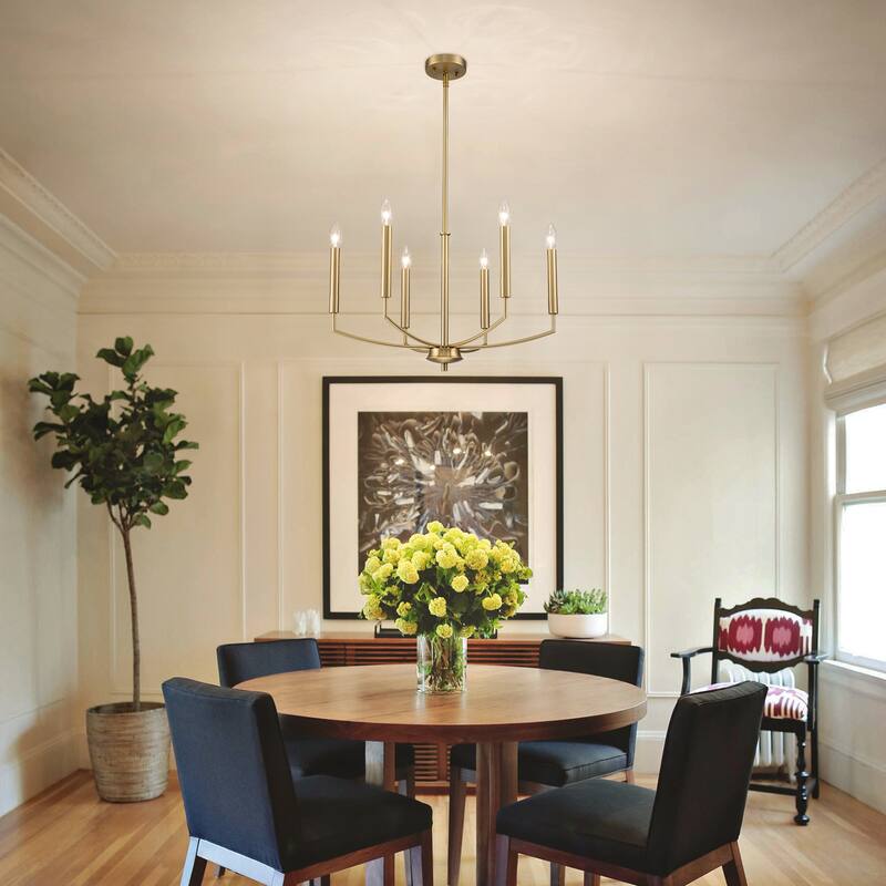 6-Light Farmhouse Chandelier for Dining Room Lighting Fixtures Hanging - W24.41"