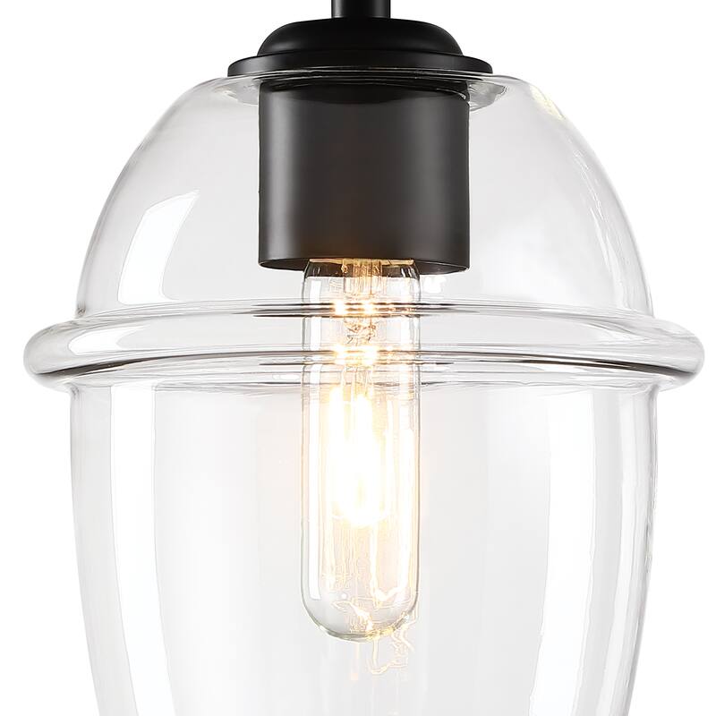 Summer Jazz 7 in. 1-Light Matte Black Transitional Semi Flush Mount with Clear Glass Shade for Bedrooms - 11.5