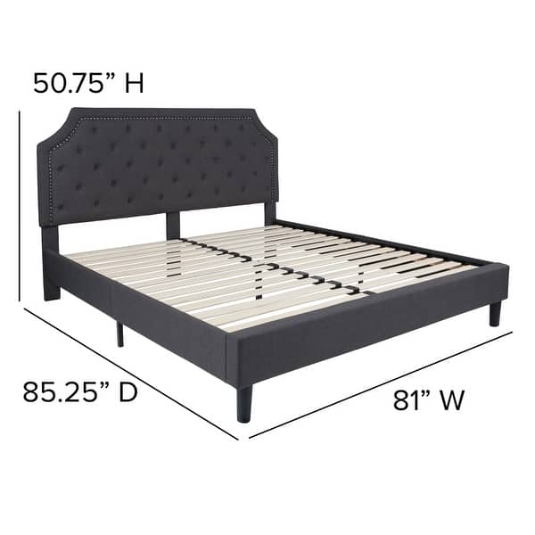 dimension image slide 0 of 20, Tufted Platform Bed with 10 Inch Pocket Spring Mattress