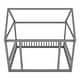 preview thumbnail 11 of 11, Full Size Kids Floor Bed with Wooden House Roof Frame, Safety Guardrails, and Open Front Design