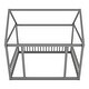 preview thumbnail 24 of 37, Full Size Pine Wood Floor Wooden Bed with House Roof Frame and Safety Guardrails
