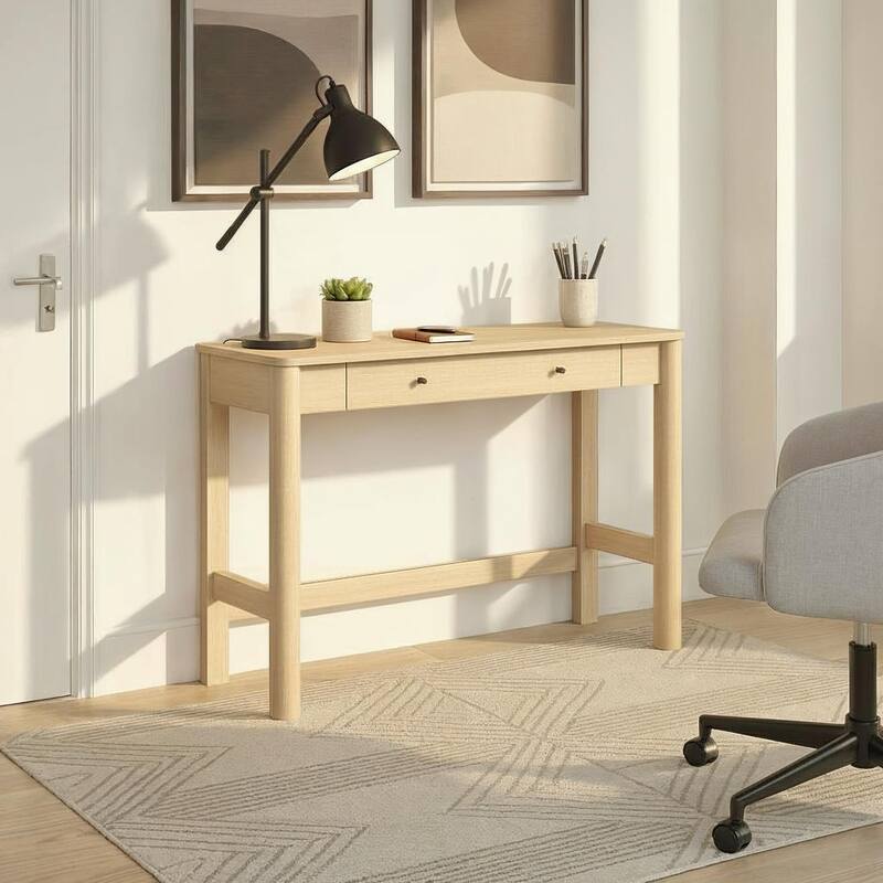 Walker Edison Modern Writing Desk with Drawer Storage