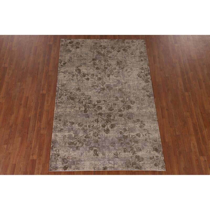 Beige Floral Art & Craft Turkish Area Rug Machine Made Carpet - 5'0" x 7'6"