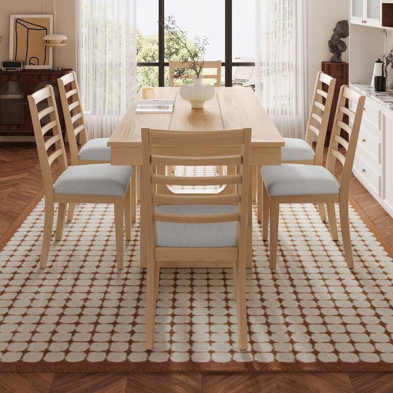 5/7-Piece Set, 60-78" Extendable Dining Table with Upholstered Chairs