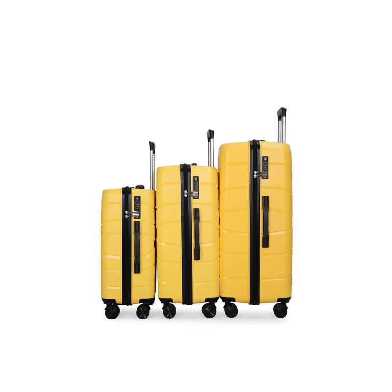 Hardshell Suitcase Spinner Wheels PP Luggage Sets Lightweight Durable Suitcase with TSA Lock,3-Piece Set (20/24/28)