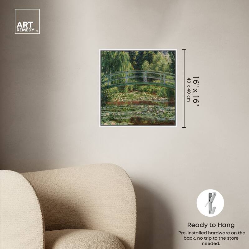 Art Remedy Monet The Japanese Footbridge And The Water Lily Pool Giverny Framed 1 Piece Canvas Wall Art