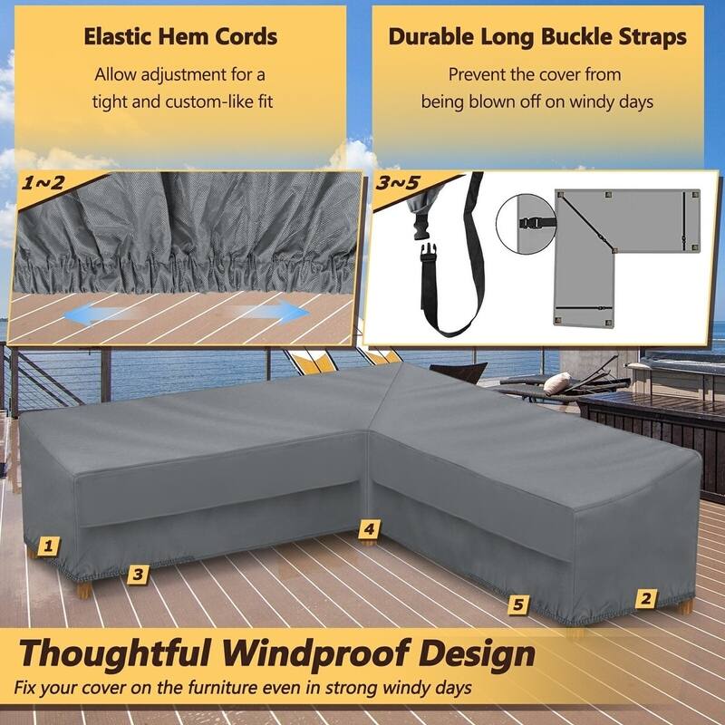 Patio Sectional Sofa Cover Waterproof Heavy Duty Rip Resistant