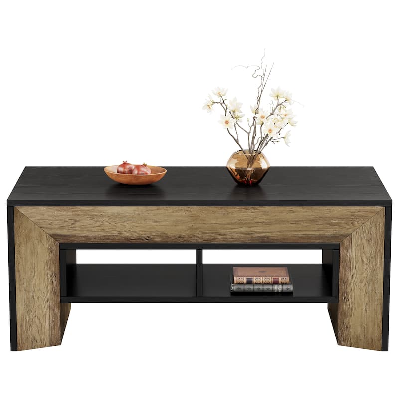 47.2" Rectangular Coffee Table, Modern Wood Center Table