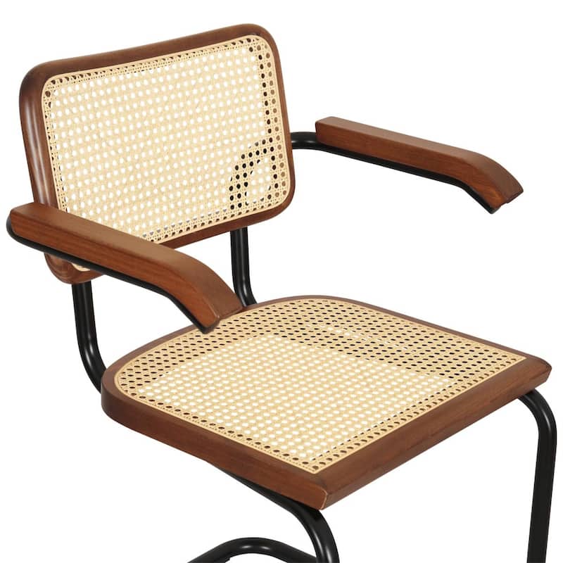 Breuer Chair Company Marcel Breuer Cesca Cane Cantilever Armchair Arm Chair w/ Black Steel Frame (Various Wood & Cane Colors)