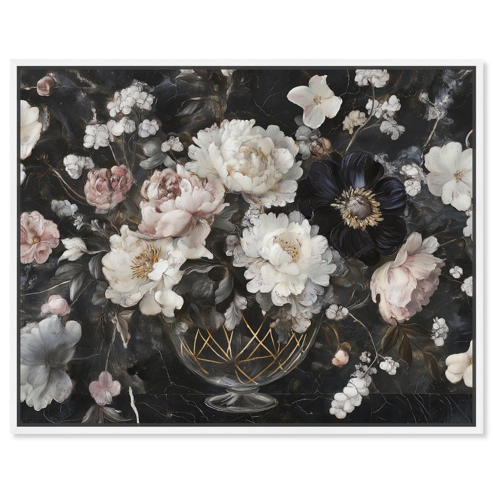 Peonies in Glass Vase Canvas by Art Remedy