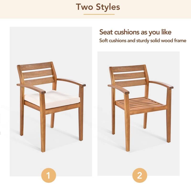 Outdoor Wood Dining Set for 7-8 Person, Outdoor Dining Furniture with Removable Cushions, Ergonomic Chairs and Bench