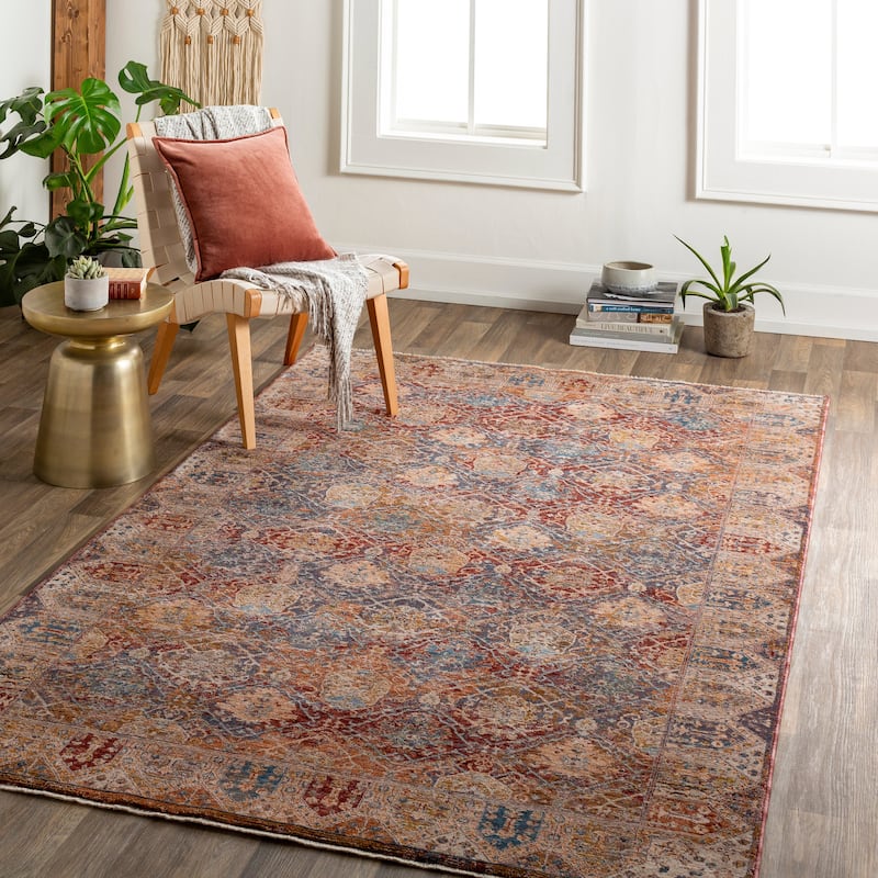 Artistic Weavers Lulana Vintage Distressed Area Rug - 3' 3" x 10' - Red
