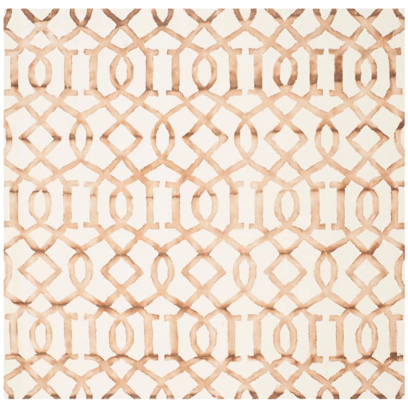 SAFAVIEH Handmade Dip Dye Urbana Watercolor Vintage Boho Wool - 7' x 7' Square - Ivory/Camel - Square/Runner