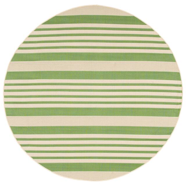 SAFAVIEH Courtyard Charmaine Indoor/ Outdoor Waterproof Area Rug - 5'3" x 5'3" Round - Green/Beige