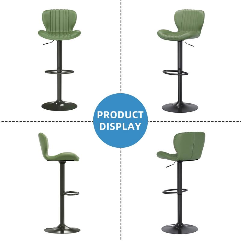 Scallop Swivel Bar Stool Set with Height-adjustable Seat - N/A