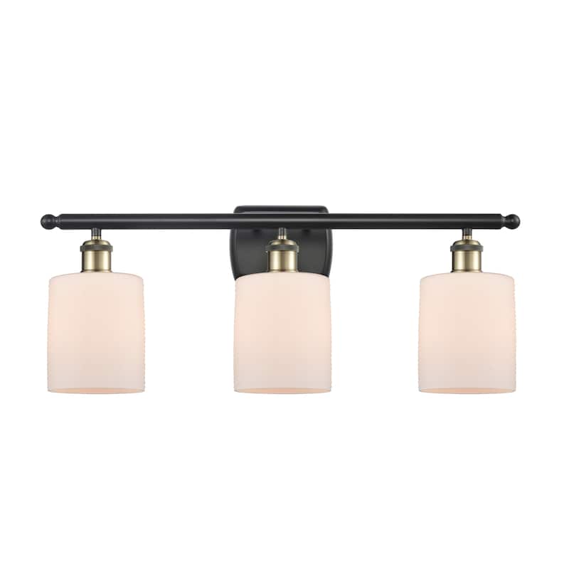 Innovations Lighting Cobbleskill 3 Light 26" Wide Bathroom Vanity - Black Antique Brass / Matte White