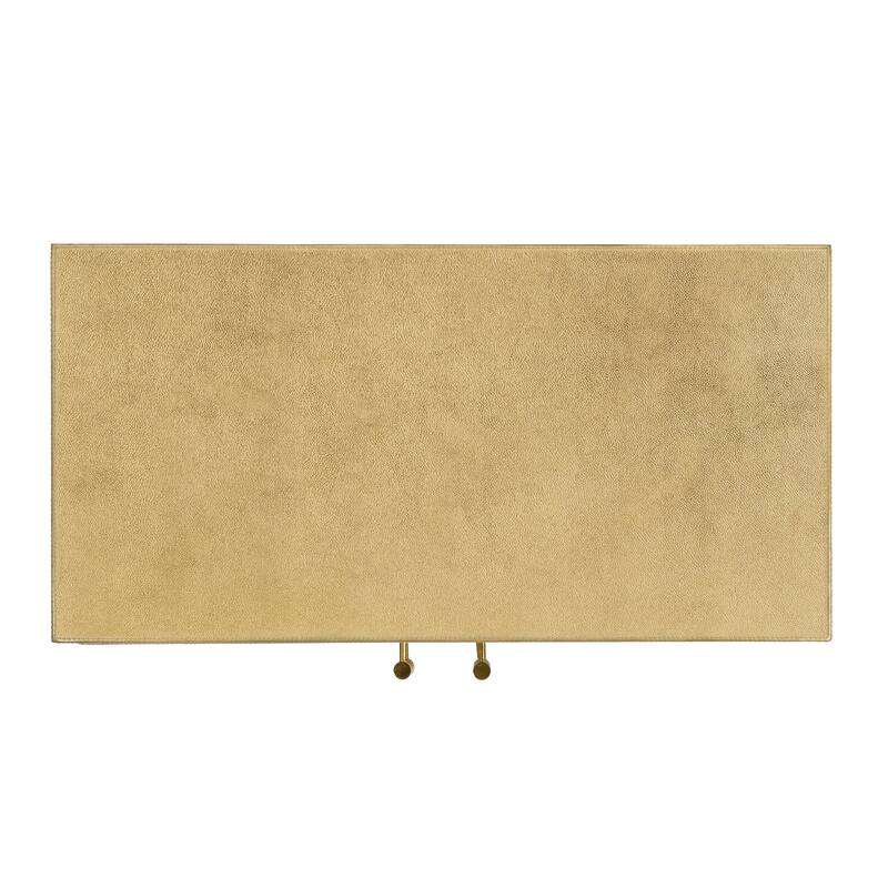 Medera 32 in. W Rectangular Wood and Leather 2 Door Accent Cabinet