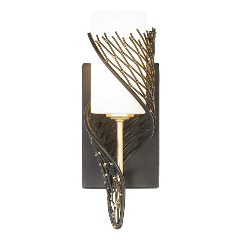 Varaluz Flow 1-Light Wall Sconce - Matte Black/French Gold