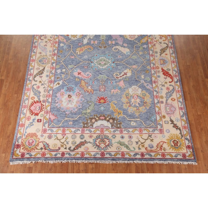Floral Oushak Area Rug Handmade Wool Carpet - 8'11"x 11'9"
