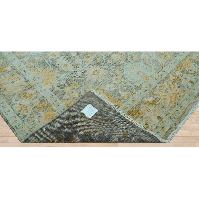 Mint Traditional Oushak Wool Rug 9x12 Hand Knotted by LoomBloom - 9' 1'' x 12' 2''
