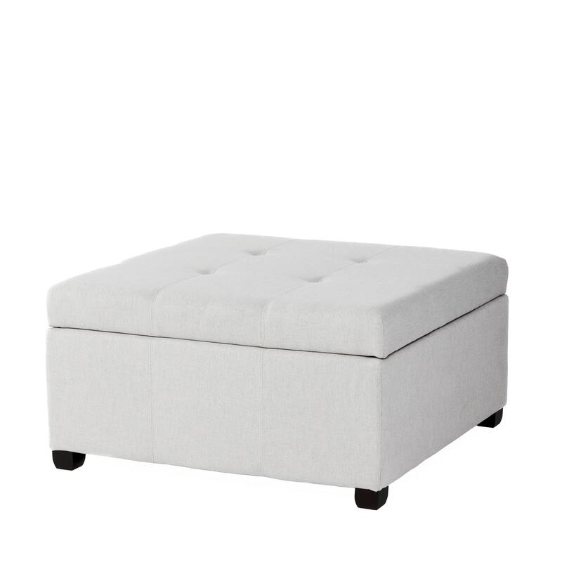 Roomfitters 35" Square Faux Leather Storage Ottoman with Lift-Top, Upholstered Footrest Bench for Living Room or Bedroom