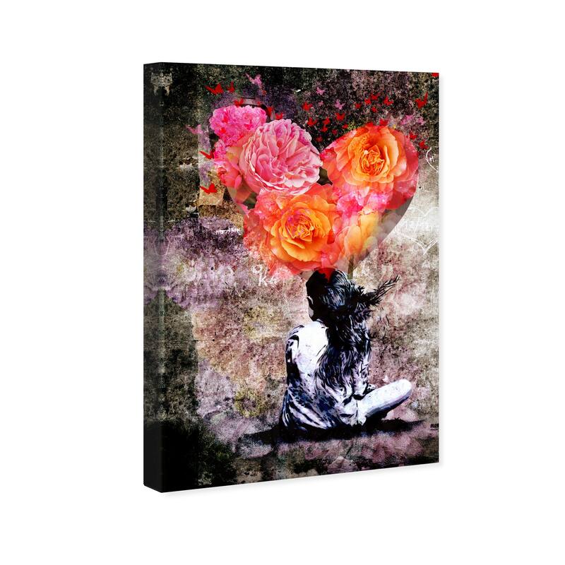 Wynwood Studio Canvas Floral and Botanical Rose Heart Flutter Orange and Modern & Contemporary Wall Art Canvas Print