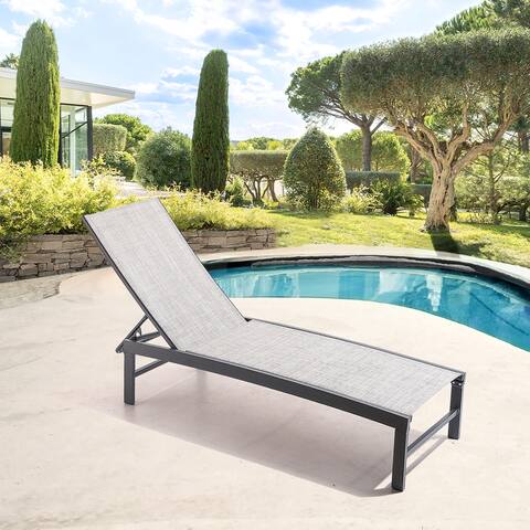 VredHom Aluminum Adjustable Outdoor Chaise Lounge - 76.39" L x 23.62" W x 13" H