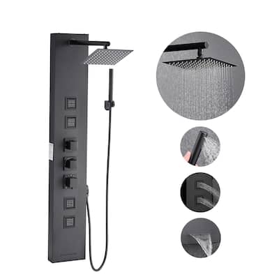 4-in-1 Wall Mounted Shower Panel System with Rain Head and Body Sprays Handheld Tub Spout - 48.8” x 7.9” x 21.5”