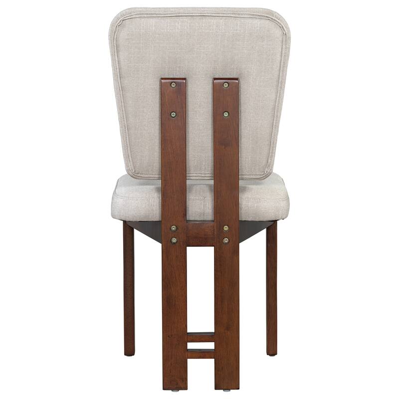 6-Piece Extendable Dining Set with Curved Top Table, Wood Kitchen Table Set with Upholstered Chairs & Bench