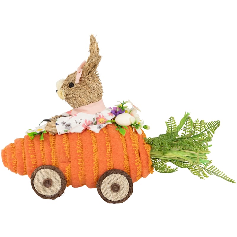 Girl Bunny with Carrot Car Easter Decoration - 13" - 9.25"