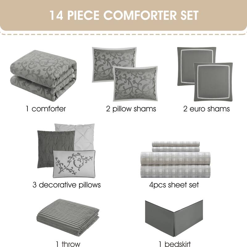 Nanshing Neva 14 Piece Paisley Jacquard Comforter Set