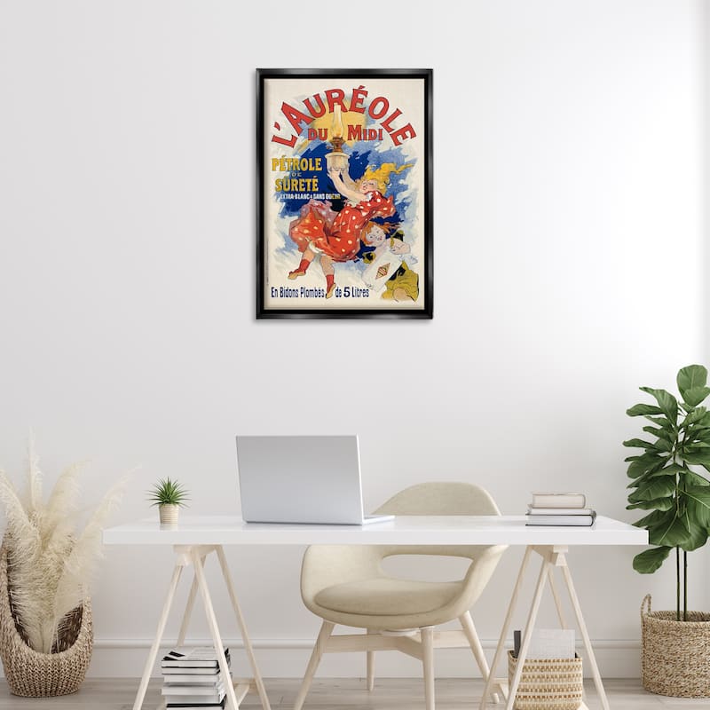 Stupell Antique Oil Lamp Advertisement Framed Floater Canvas Wall Art Design By Marcus Jules